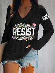 V-neck Retro Resist Not My President, Not My Voice, Not My Values, Not My Beliefs Print T-Shirt