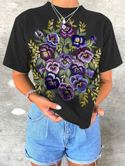 T-shirt à imprimé floral pour femme contre la maladie d'Alzheimer 