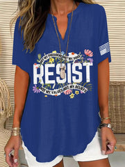 V-Neck Retro Resist Not My President, Not My Voice, Not My Values, Not My Beliefs Print T-Shirt