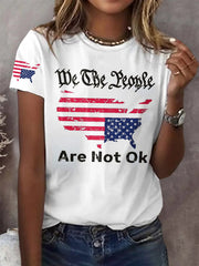 Women's Retro We The People Are Not Ok Print T-Shirt