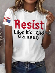 Women's Retro Resist Like It's 1938 Germany Print T-Shirt