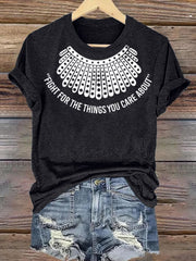 Women's Fight For The Things You Care About Black Women Print Cotton Long Sleeve T-Shirt