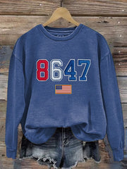 Women's 8647 Flag Print Casual Sweatshirt