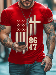 Men's Retro 8647 Print Casual Round Neck T-Shirt