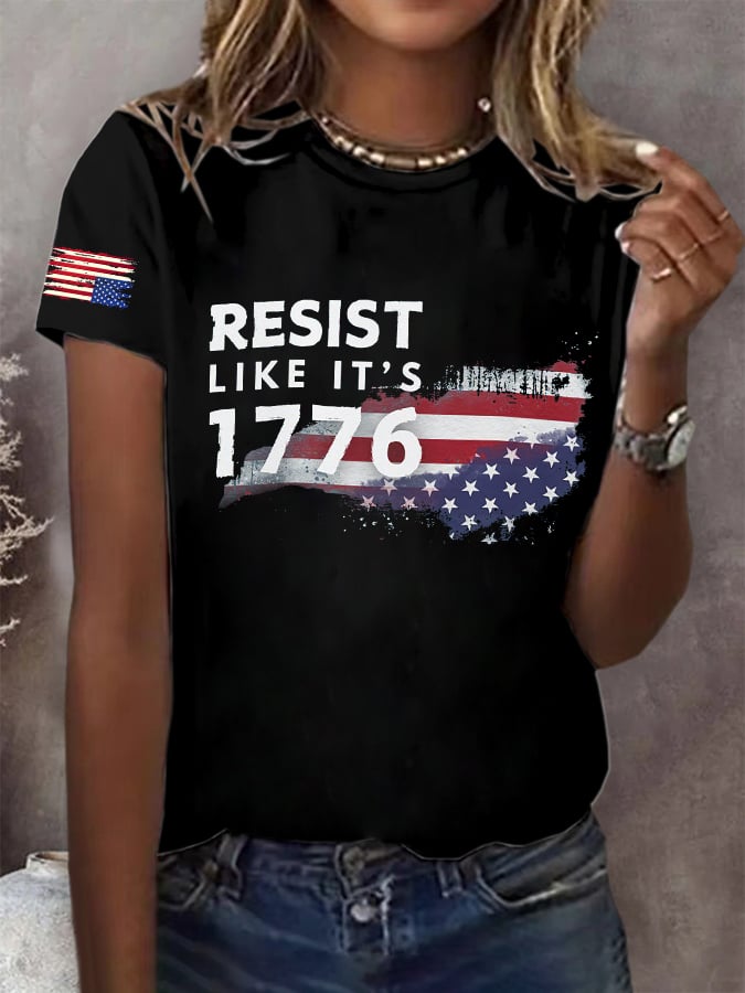Women's Retro Resist Like It's 1776 Print T-Shirt