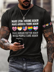 T-shirt imprimé rétro pour homme « Refaire mentir l'erreur » « Refaire réfléchir l'Amérique » « Refaire compter l'humain » « Refaire prendre soin des gens » 