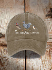 Unisex-Mütze aus gewaschener Baumwolle mit Tier-„FDT“-Print im Used-Look 