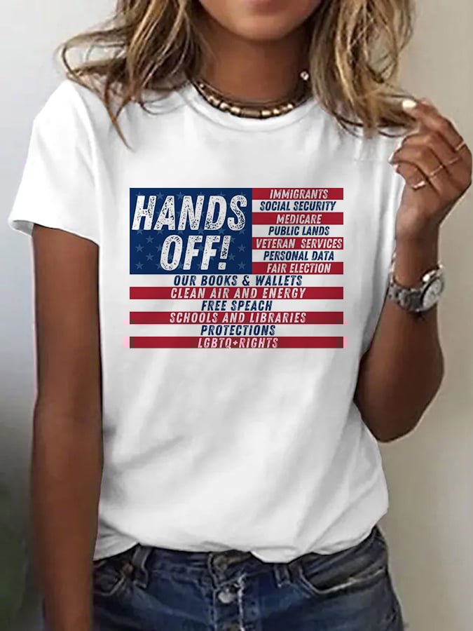 Women's Casual Animal Hands Off Print T-Shirt