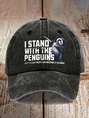 Unisex Baseballkappe mit Aufdruck „Istand With The Penguins Justice For Heard And Mcddnald Islands“ 