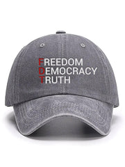 Casquette unisexe en coton délavé effet vieilli FDT « Liberté, démocratie, vérité » 