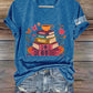 V-Neck Retro Fantasy Drama Tragedy Print T-Shirt