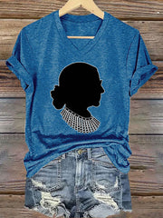 Camiseta de manga larga de algodón con estampado negro para mujer 