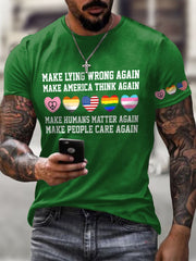 T-shirt imprimé rétro pour homme « Refaire mentir l'erreur » « Refaire réfléchir l'Amérique » « Refaire compter l'humain » « Refaire prendre soin des gens » 