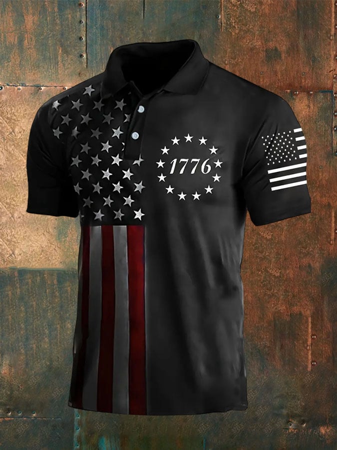 Polo homme 1776 imprimé drapeau américain 