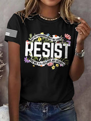 T-shirt imprimé « Résister » rétro : « Pas mon président, pas ma voix, pas mes valeurs, pas mes croyances » 
