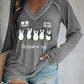 Women's Penguins Flippers Up Print V Neck T-Shirt