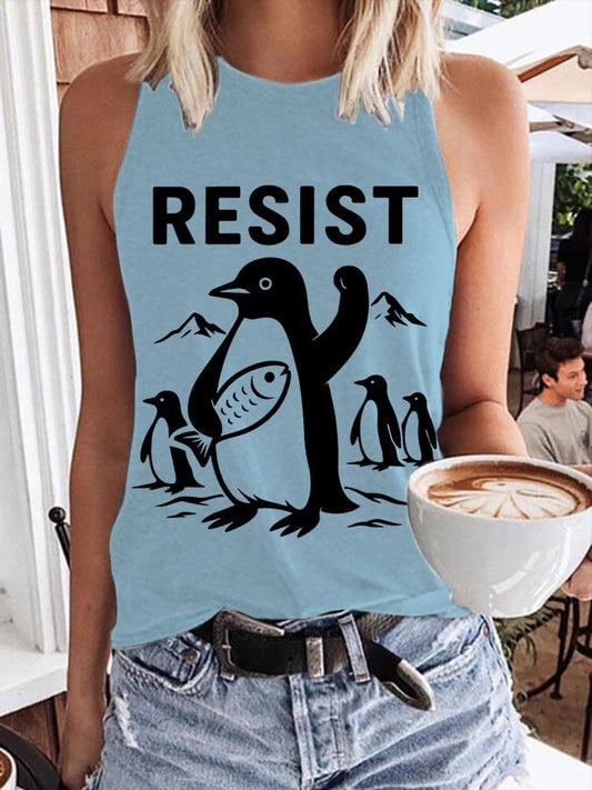 Women's Penguins Resist Print Tank Top