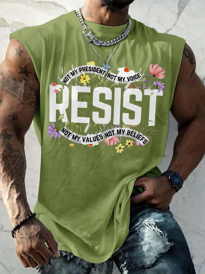 Gilet imprimé « Résister » rétro : « Pas mon président, pas ma voix, pas mes valeurs, pas mes croyances » 