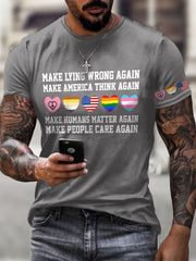 T-shirt imprimé rétro pour homme « Refaire mentir l'erreur » « Refaire réfléchir l'Amérique » « Refaire compter l'humain » « Refaire prendre soin des gens » 
