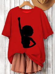 Women's Black Girl Power Printed Short-Sleeved T-Shirt