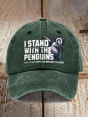 Unisex Baseballkappe mit Aufdruck „Istand With The Penguins Justice For Heard And Mcddnald Islands“ 