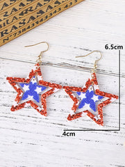 Boucles d'oreilles créatives en acrylique double face, motif étoile à cinq branches rouge, blanc et bleu, pour le Jour de l'Indépendance 