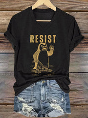 Women's Retro Penguins Resist Print T-Shirt