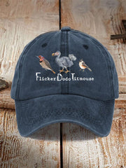 Unisex-Mütze aus gewaschener Baumwolle mit Tier-„FDT“-Print im Used-Look 