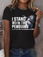 Women's I Stand With The Penguins Printed Short-Sleeved T-Shirt