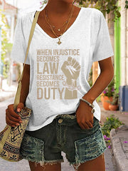 Women's When Injustice Becomes Law Resistance Becomes Duty Print T-Shirt