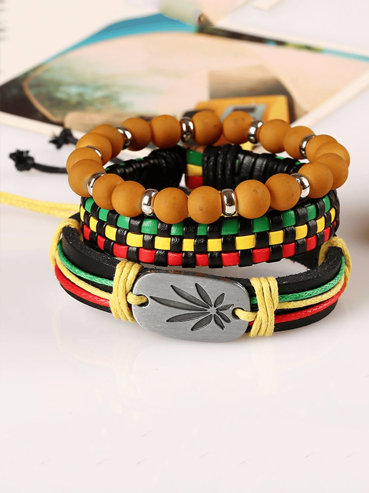 Black Pride Contrast Color Woven Bracelet Set