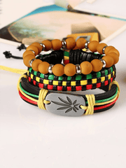 Black Pride Contrast Color Woven Bracelet Set
