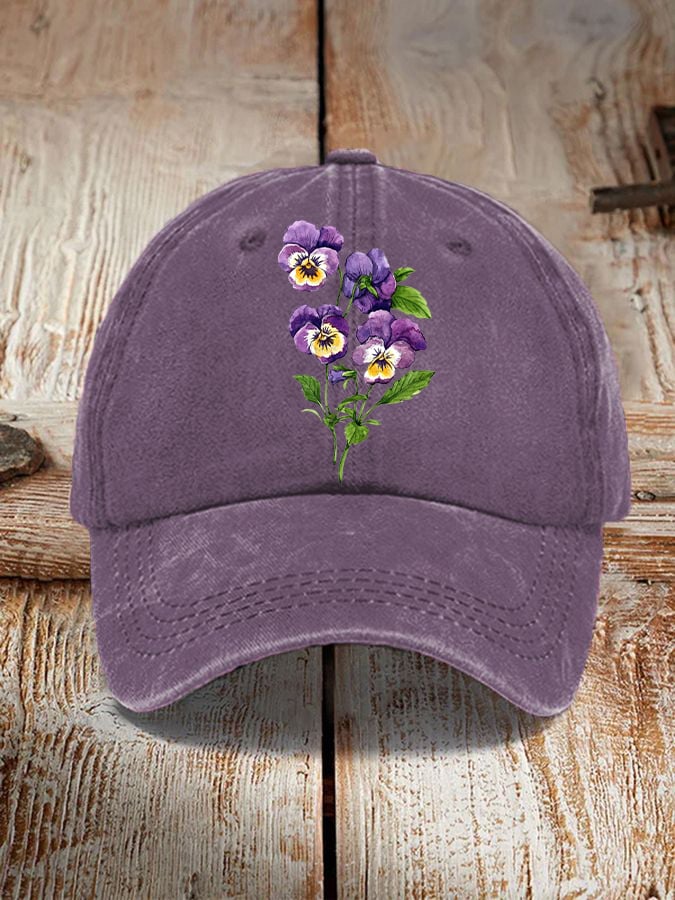Chapeau à fleurs violet pour la sensibilisation à la maladie d'Alzheimer 