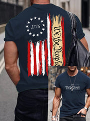 T-shirt décontracté à manches courtes et col rond pour homme, imprimé Jour de l'Indépendance 