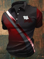 Men's Casual American Independence Day Flag Print  Shirt