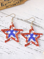 Boucles d'oreilles créatives en acrylique double face, motif étoile à cinq branches rouge, blanc et bleu, pour le Jour de l'Indépendance 