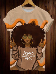 Women's Juneteenth Jesus Walks With Me  Print T-Shirt