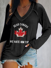 Women's Retro Dear Canada We Hate Him Too Print T-Shirt