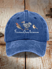 Unisex-Mütze aus gewaschener Baumwolle mit Tier-„FDT“-Print im Used-Look 