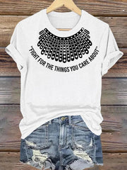 Women's Fight For The Things You Care About Black Women Print Cotton Long Sleeve T-Shirt