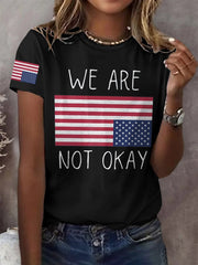 Women's Retro We Are Not Ok Print T-Shirt