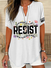 V-Neck Retro Resist Not My President, Not My Voice, Not My Values, Not My Beliefs Print T-Shirt