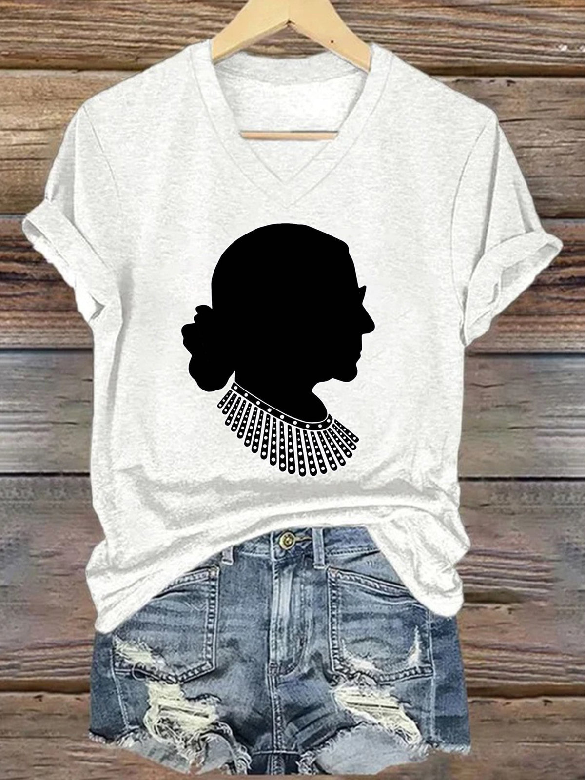 Camiseta de manga larga de algodón con estampado negro para mujer 