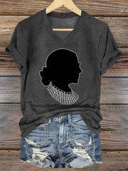 Camiseta de manga larga de algodón con estampado negro para mujer 