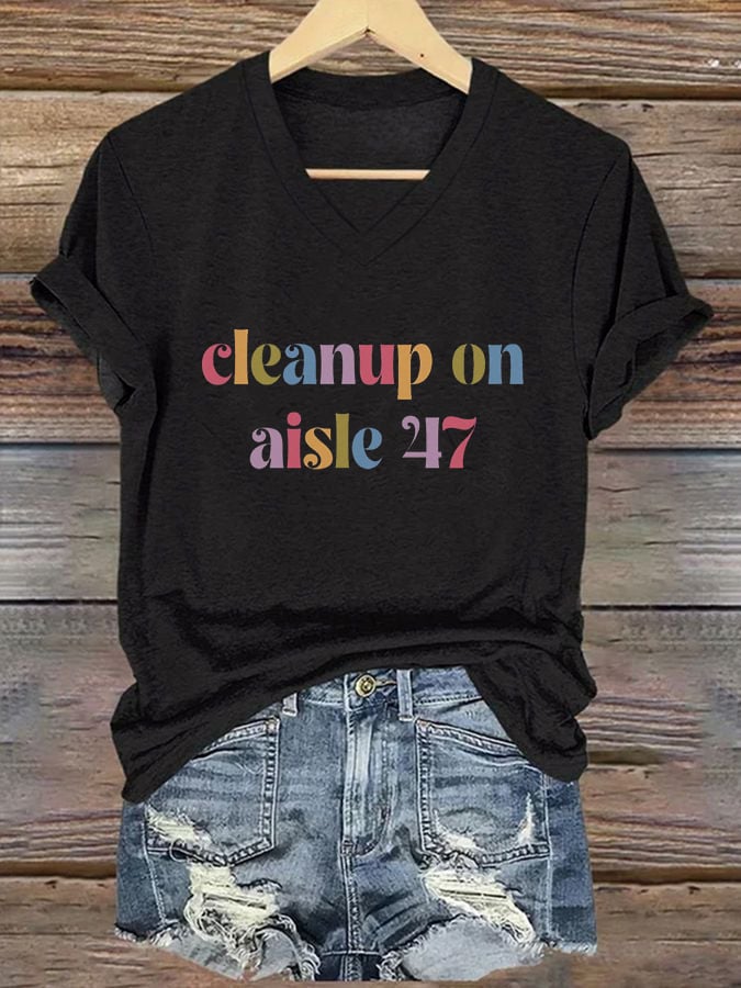 T-shirt décontracté imprimé « Cleanup On Aisle 47 » pour femme 