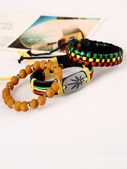 Black Pride Contrast Color Woven Bracelet Set