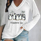 Women's Penguins Flippers Up Print V Neck T-Shirt
