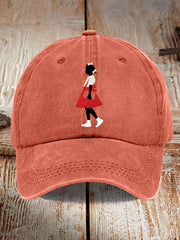 Unisex  Black Girl In Red Dress Art Print Baseball Cap