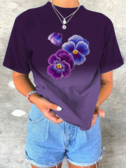 T-shirt à imprimé floral pour femme contre la maladie d'Alzheimer 