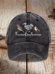 Unisex-Mütze aus gewaschener Baumwolle mit Tier-„FDT“-Print im Used-Look 